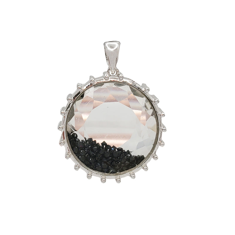 Black Pebble Capsule Pendant (Silver)