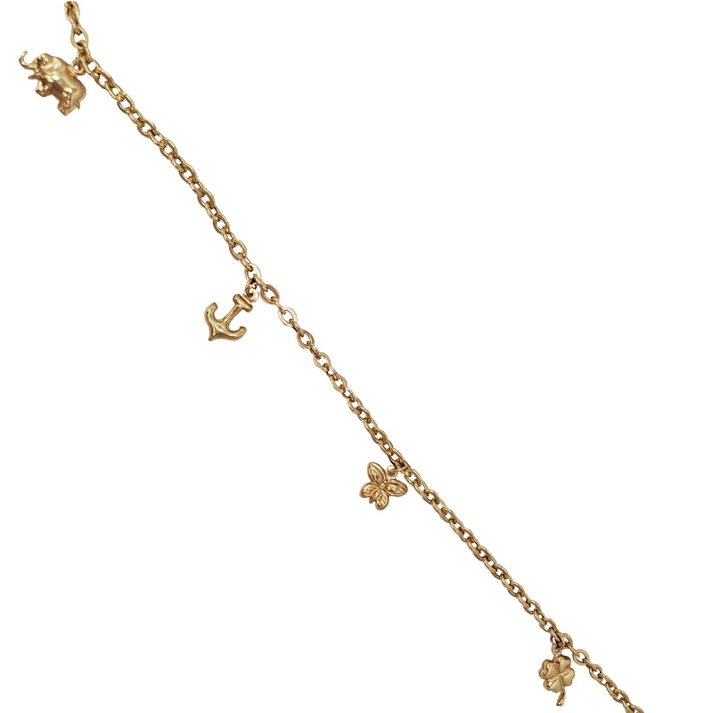 Yellow Gold Charm Anklet (14K)