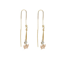 Tricolor Butterfly Dangling Earrings (14K)