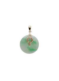 Diamond Jade Round Disc Pendant (14K)