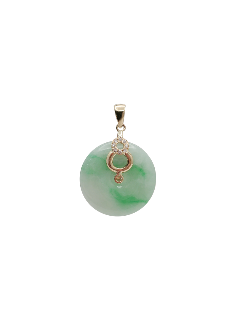 Diamond Jade Round Disc Pendant (14K)