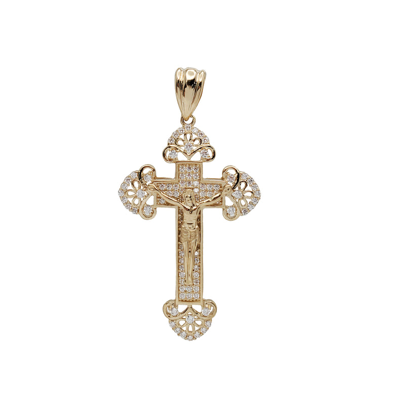 Zirconia Crucifix Cross Pendant (14K)