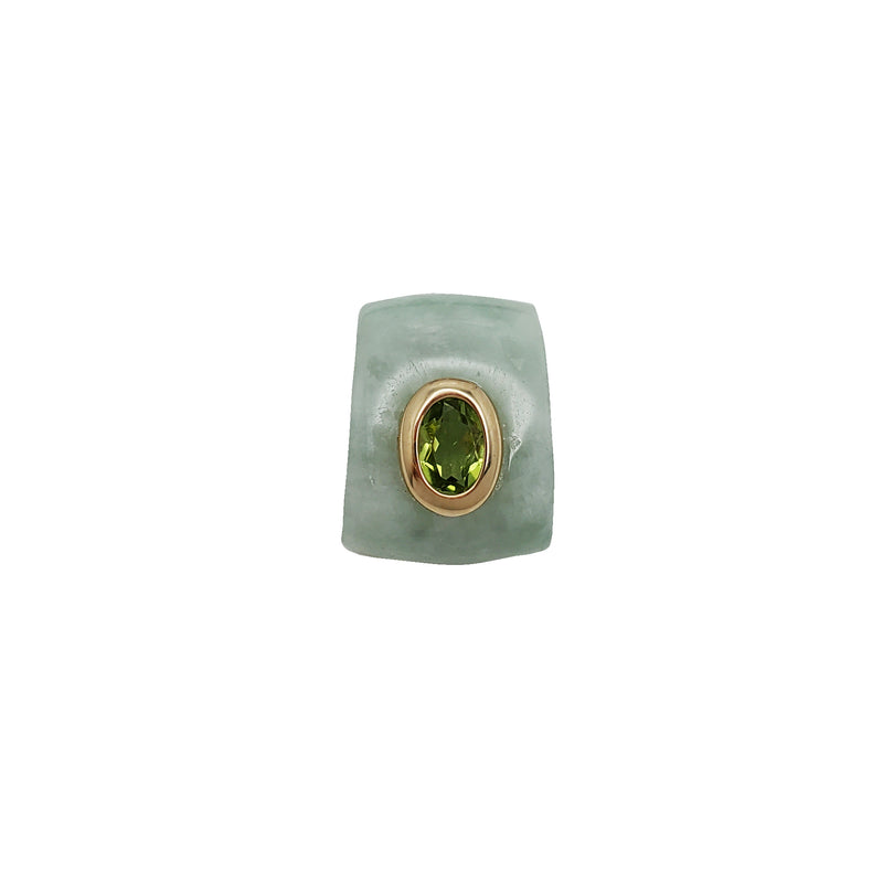 Square Jade With Peridot Pendant (14K)