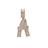 Zirconia Baguette Cursive Initial Letter Pendant (14K)