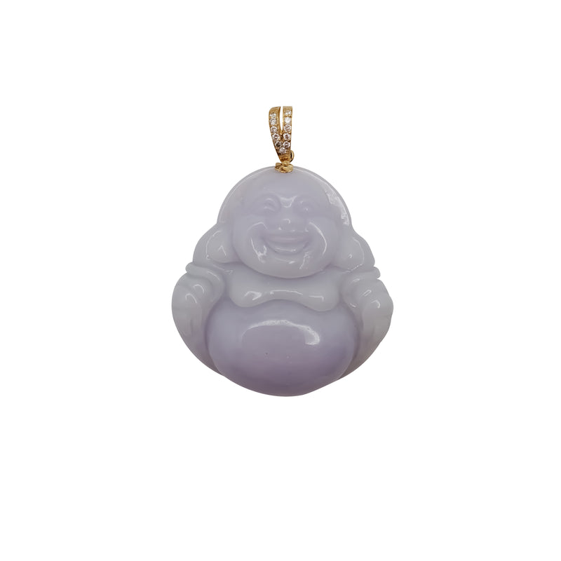 Jade Laughing Buddha Pendant (14K)