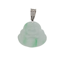 Diamond Jade Laughing Buddha Pendant (14K)