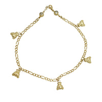 Zirconia Bear Figaro Anklet Bracelet (14K)