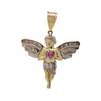 Two-Tone Zirconia Angel With Heart Pendant (14K)