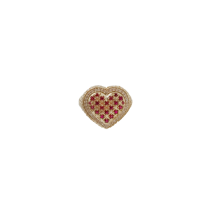 Iced-Out CZ Heart Men Ring (14K)