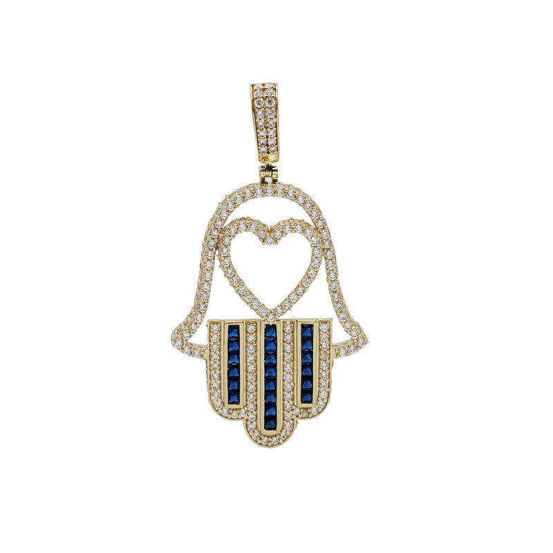 Zirconia Hamsa Hand Pendant (14K)