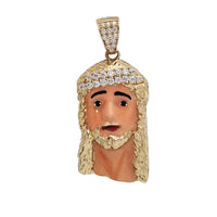 Zirconia Enamel Jesus Head Pendant (14K)