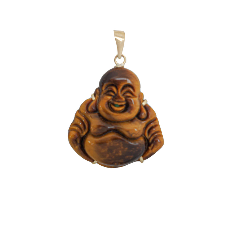 Mini Laughing Buddha Prong-Held Pendant (14K)