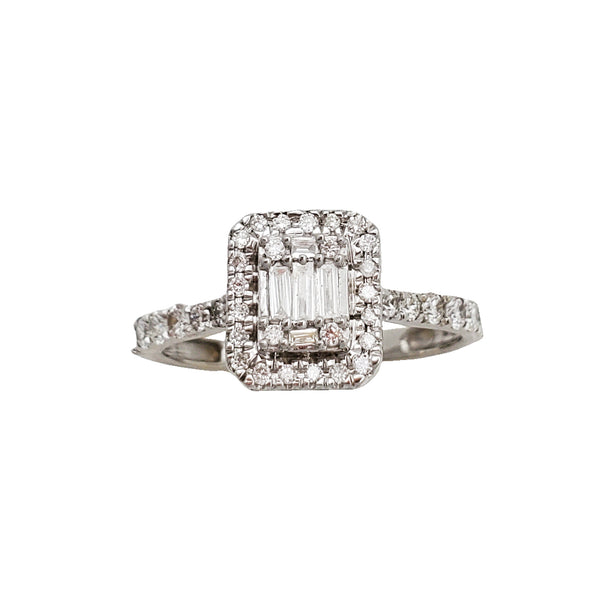 Diamond Baguette Square Engagement Ring (14K)