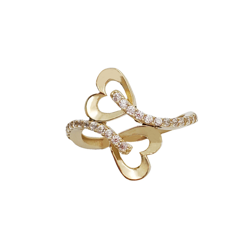 Zirconia Double Heart Ring (14K)