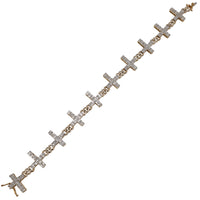 Diamond Baguette Crass With Cuban Link Bracelet (14K)