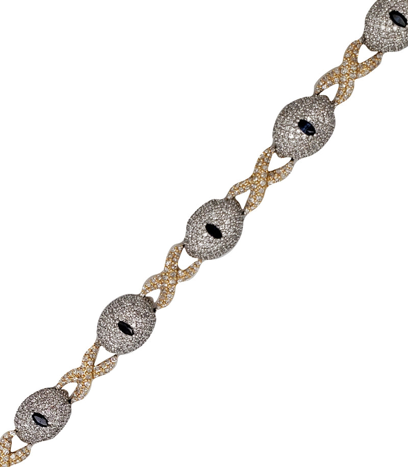 Diamond Evil Eye Cuban Link Bracelet (14K)