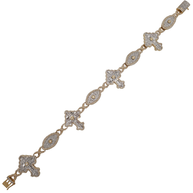 Diamond Evil Eye With Cross Bracelet  (14K)