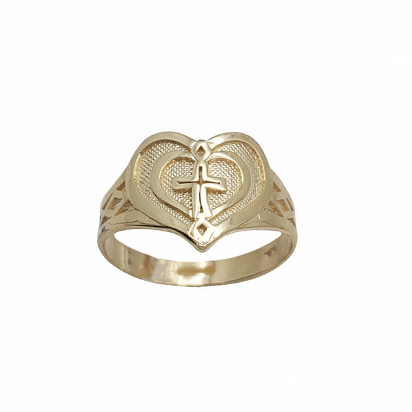 Heart With Cross Ring (14K)