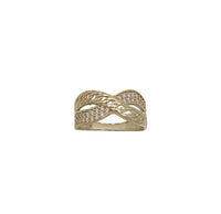 Zirconia Curved With Cuban Link  Ring (14K)