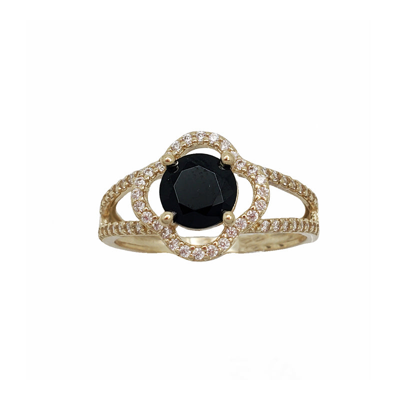 Flower Black Onyx Ring (14K)