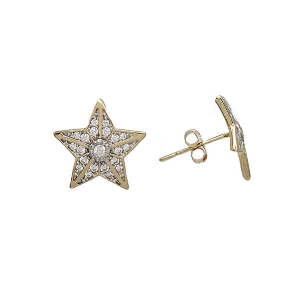 Zirconia Star Stud Earrings (14K)