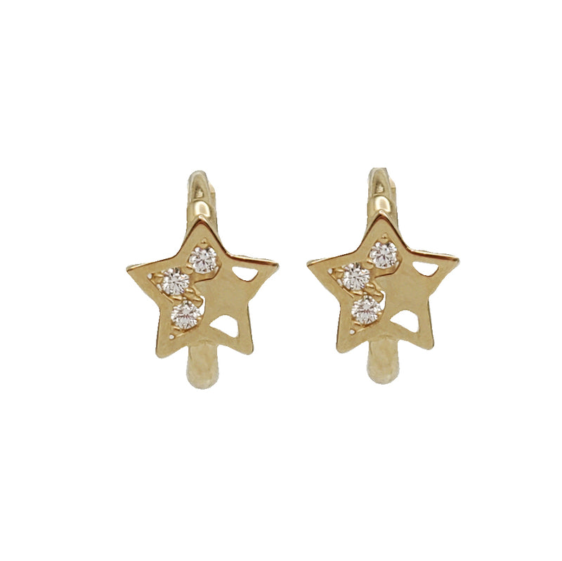 Zirconia Star Huggies Earrings (14K)