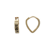 "Love " Heart Huggies Earrings (14K)