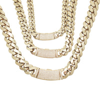 Zirconia Monaco Curved Locked Chain (14K)