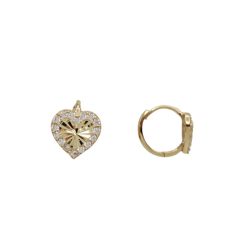 Zirconia Heart Huggies Earrings (14K)