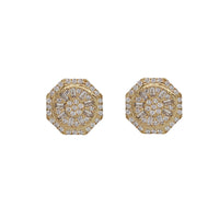 Zirconia Baguette Polygonal Stud Earrings(14K)