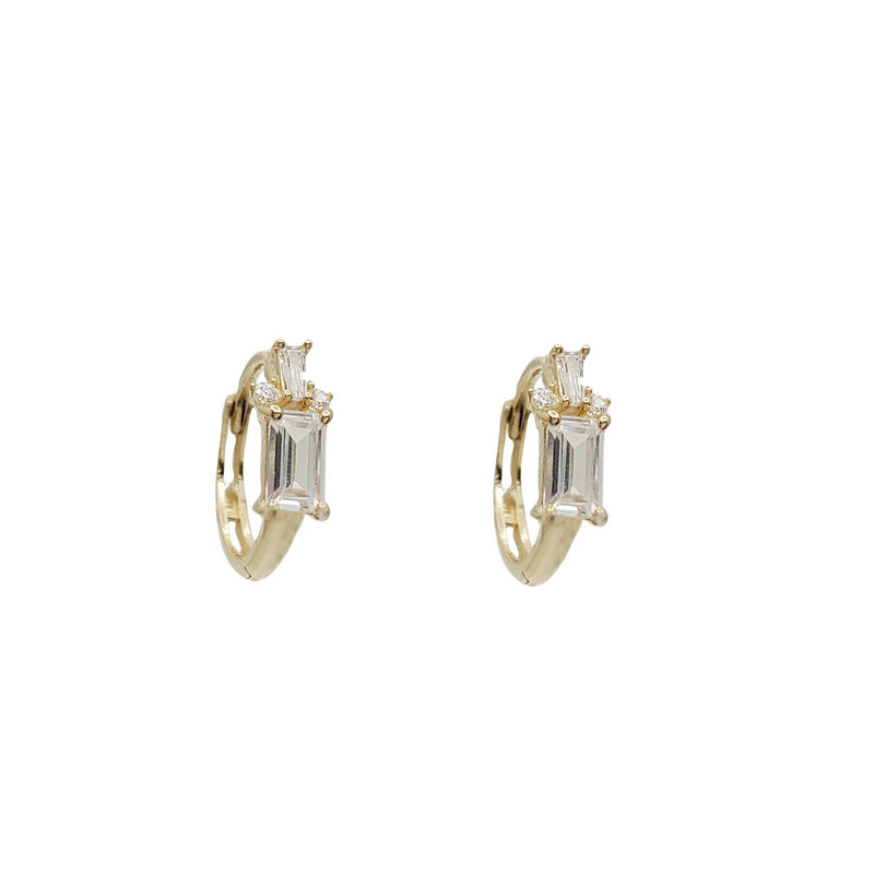 Zirconia Princess Cut Huggies Earrings (14K)