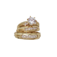 Zirconia 3-Pieces Set Weeding Rings (14K)