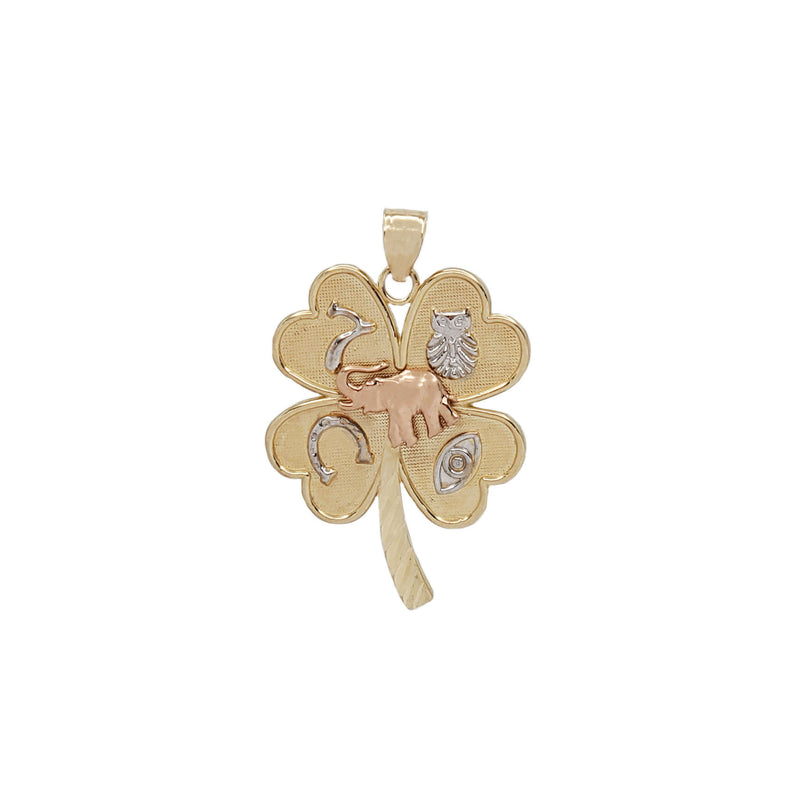 Tri-Color Seven Potential Clover Pendant (14K)