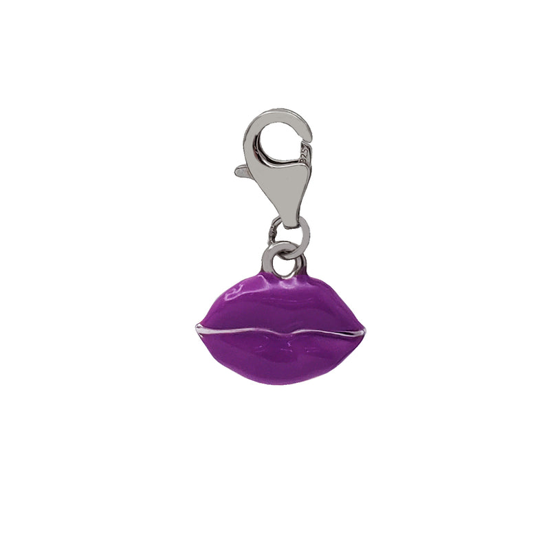 Enamel Kissy Lips Pendant (Silver)