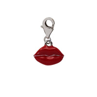 Enamel Kissy Lips Pendant (Silver)