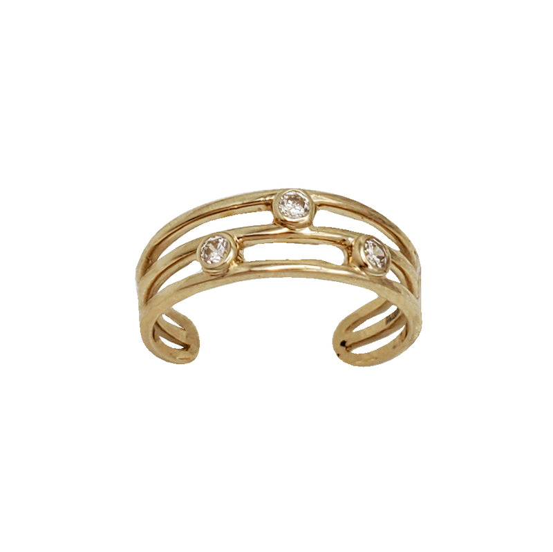 Zirconia Three-Rows Toe Ring (14K)