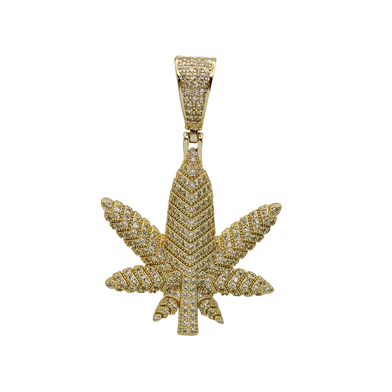 Zirconia Marijuana Leaf Pendant (Silver)