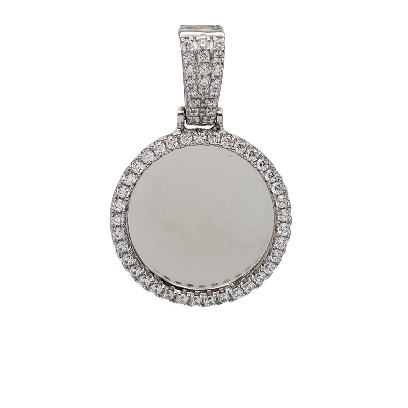 Zirconia Round Picture Pendant (Silver)