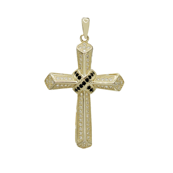 Zirconia Cross With Black Onyx Pendant (Silver)