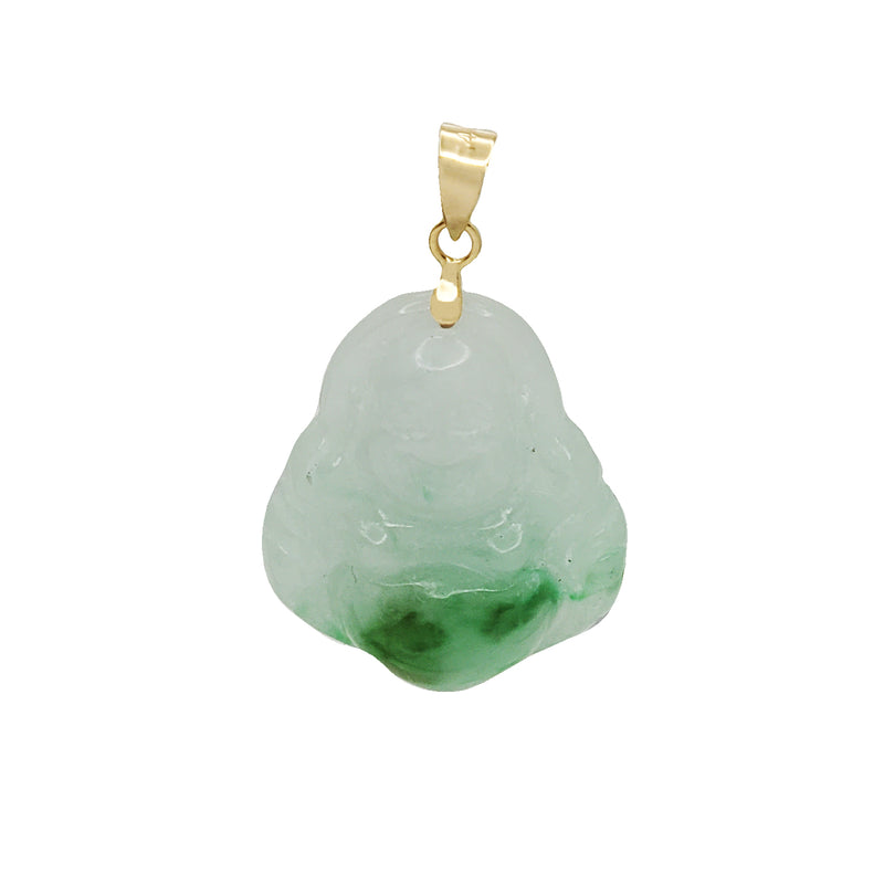 Jade Laughing Buddha Pendant (14K)