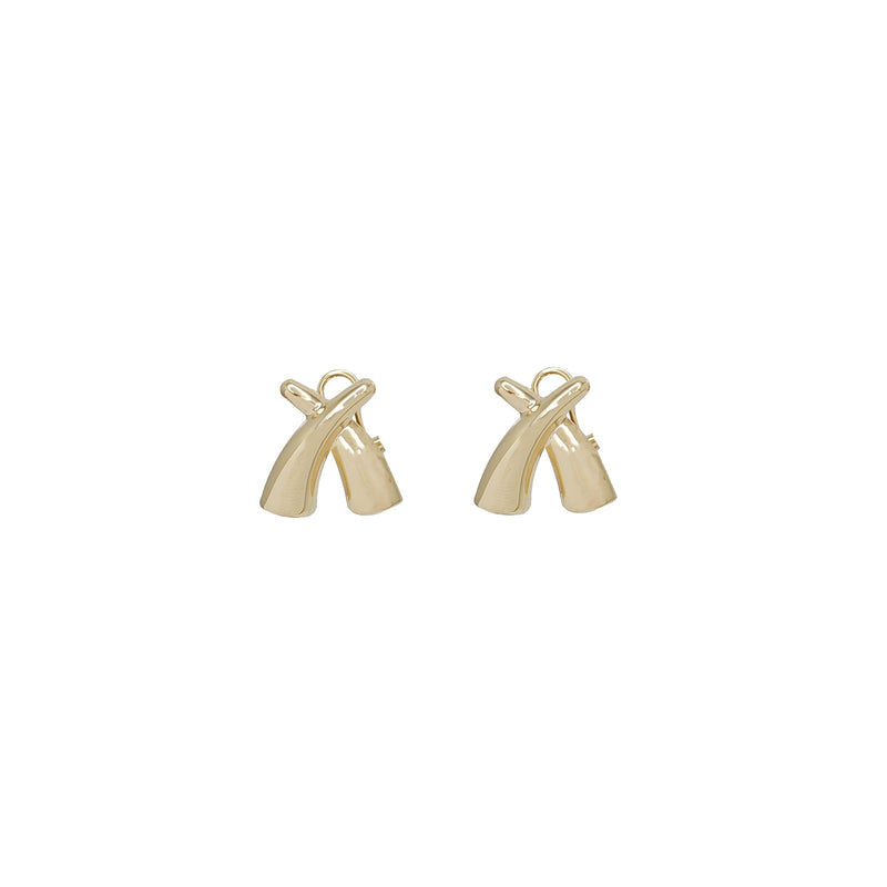 Tapered "X "Omega Back Earrings (14K)