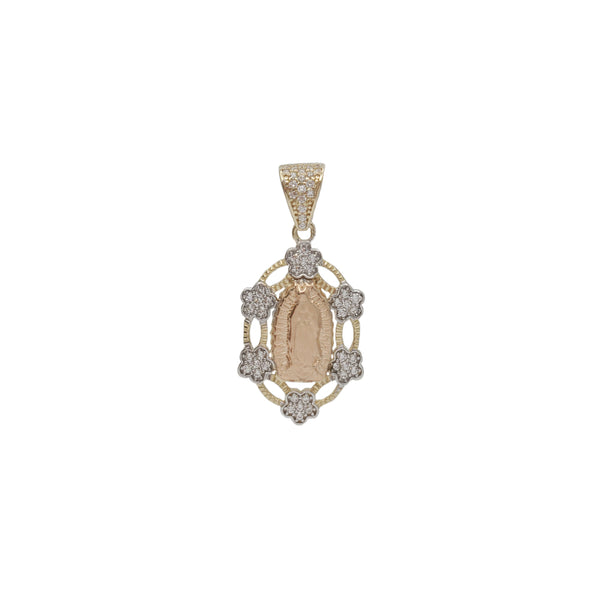 Zirconia Two-Tone Virgin Mary Pendant (14K)