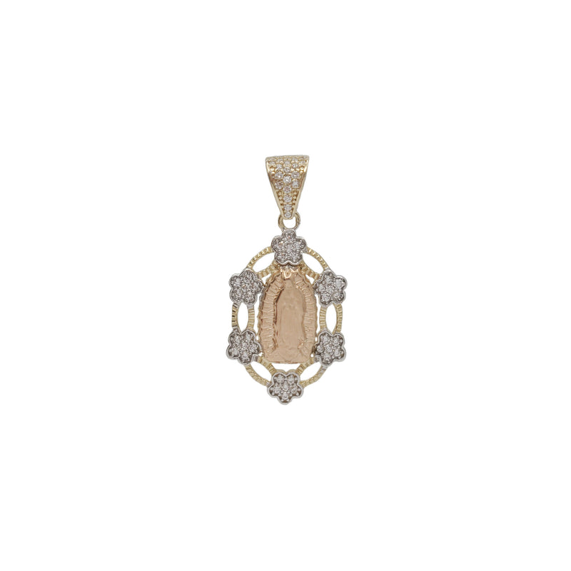 Zirconia Two-Tone Virgin Mary Pendant (14K)