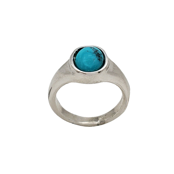 Round Signet Ring Turquoise Ring (Silver)