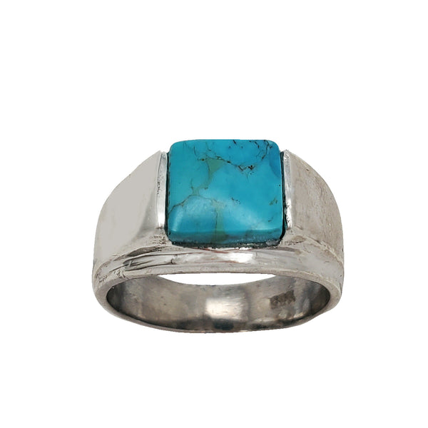 Square Signet Ring Turquoise Ring (Silver)