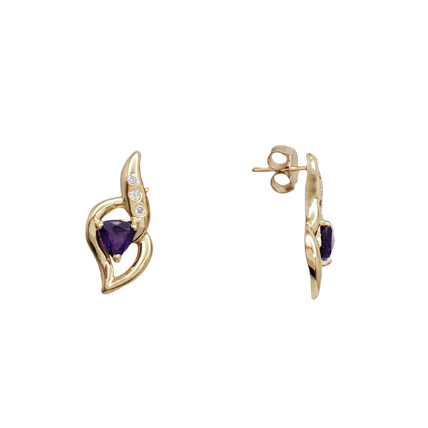 Amethyst Diamond Stud Earrings (14K)