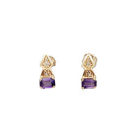 Emerald Cut Amethyst Stud Earrings (14K)