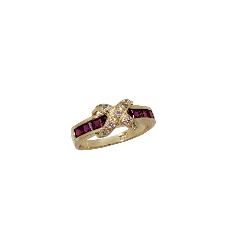 Diamond & Ruby "X" Ring (14K)