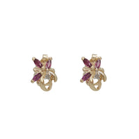 Diamond & Ruby Flowers Earrings (14K)