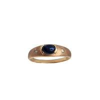 Round Blue Sapphire Diamond Ring (14K)